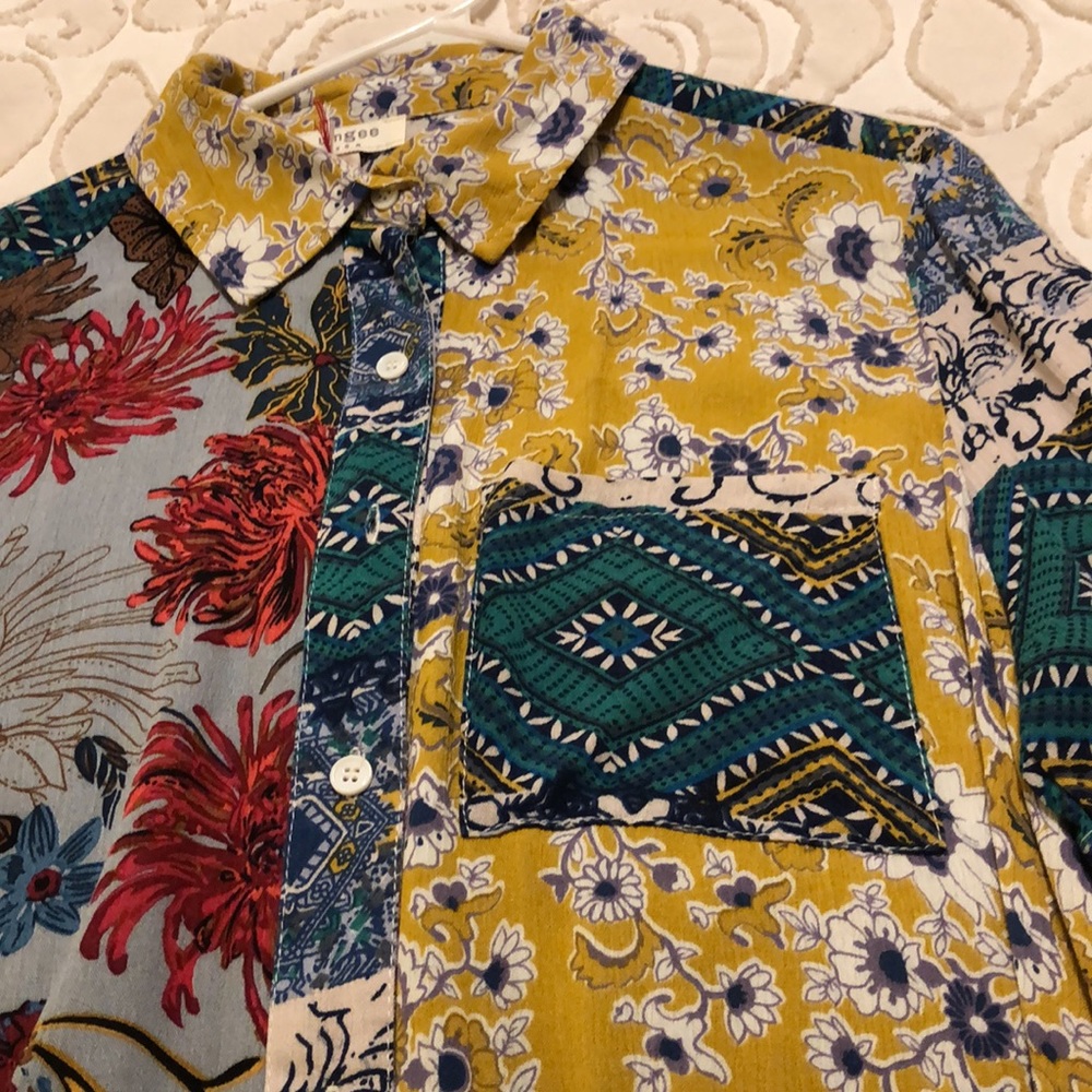 Ladies patchwork flowing rayon blouse - Picture 6 of 7